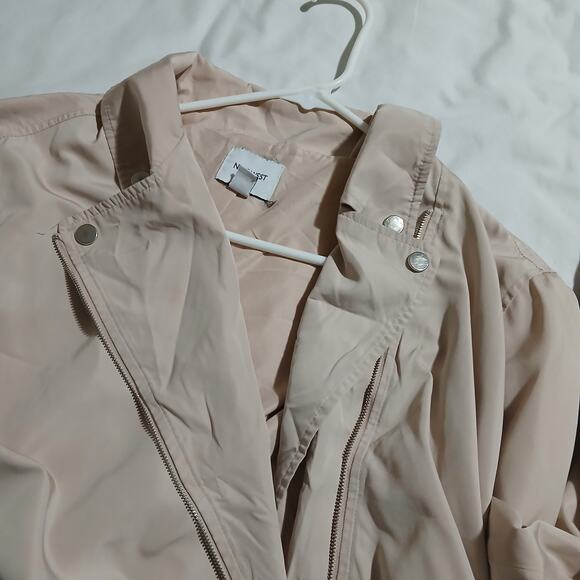 Nine West XXL Moto Jacket Elastic Hem Cream Windbreaker Lightweight Full-Zip - Picture 1 of 11